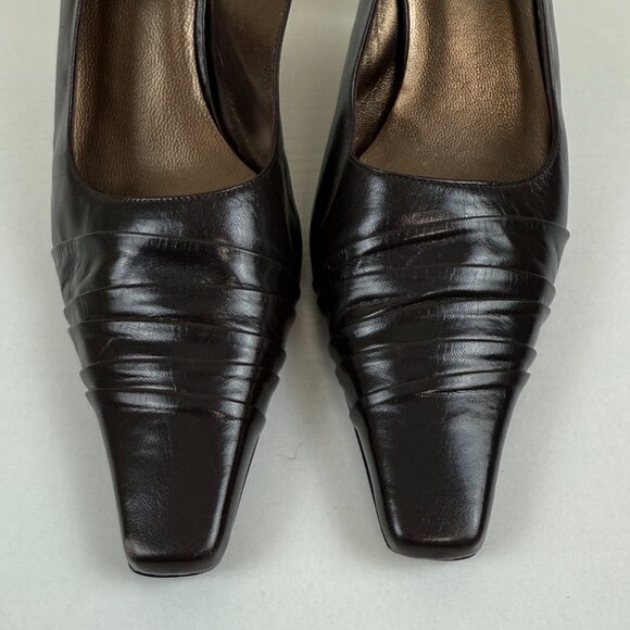 Stuart Weitzman Brown Pumps Pointed Toe Kitten Heel Sling Back Heels - Picture 4 of 10